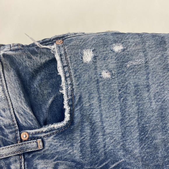 We The Free Blue Medium Stone wash Ankle Crop Distressed Jeans‎ Raw Hem 26 waist - Picture 3 of 11